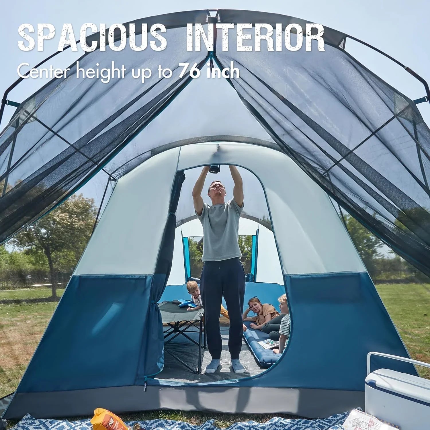 Tente de camping familiale PORTAL 6/8/10 personnes avec moustiquaire, grande tente tunnel étanche