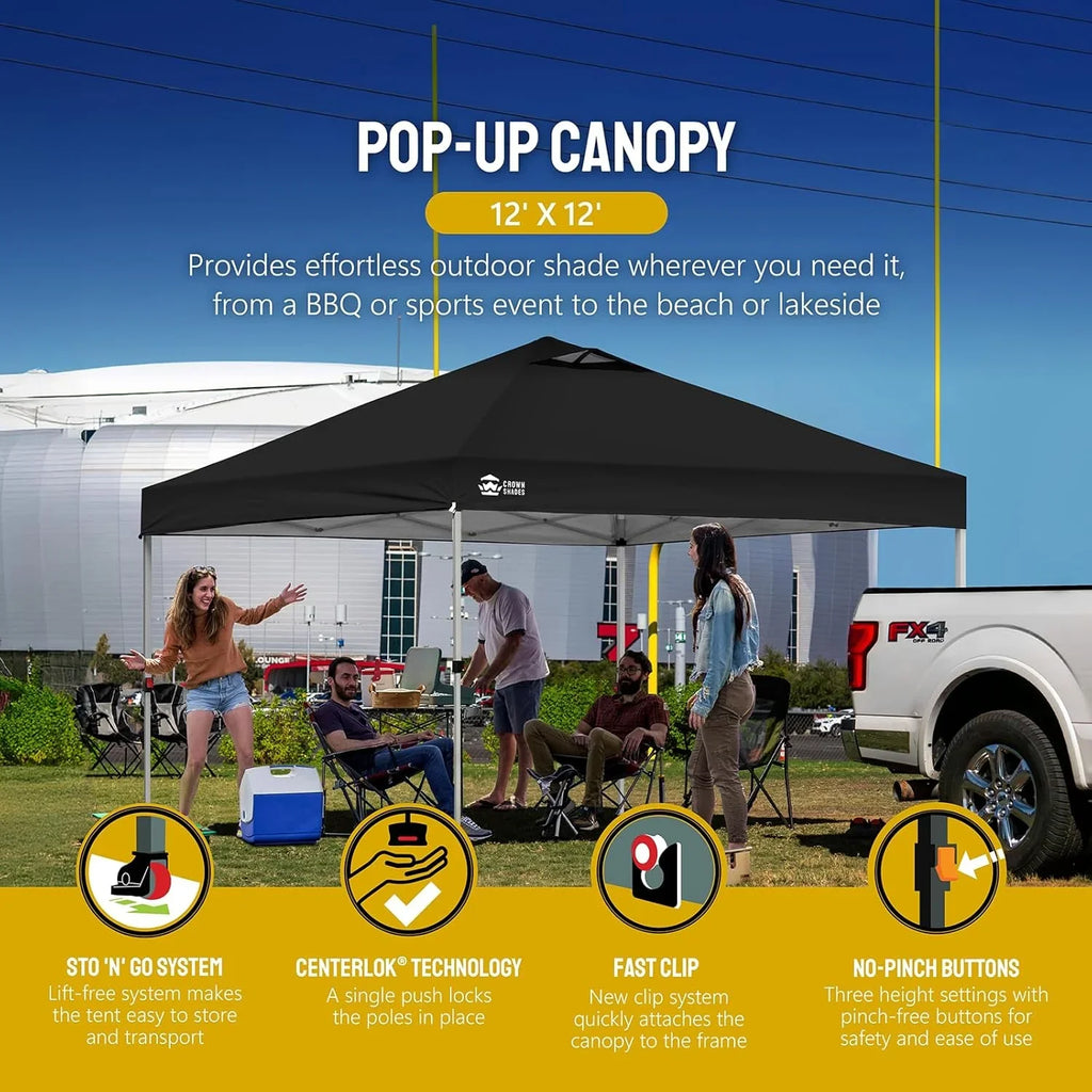 Auvent pop-up 10x10 - Installation en un clic - Tente de plage - Parasol extérieur avec dessus argenté, 3 hauteurs et 4 poches à sable