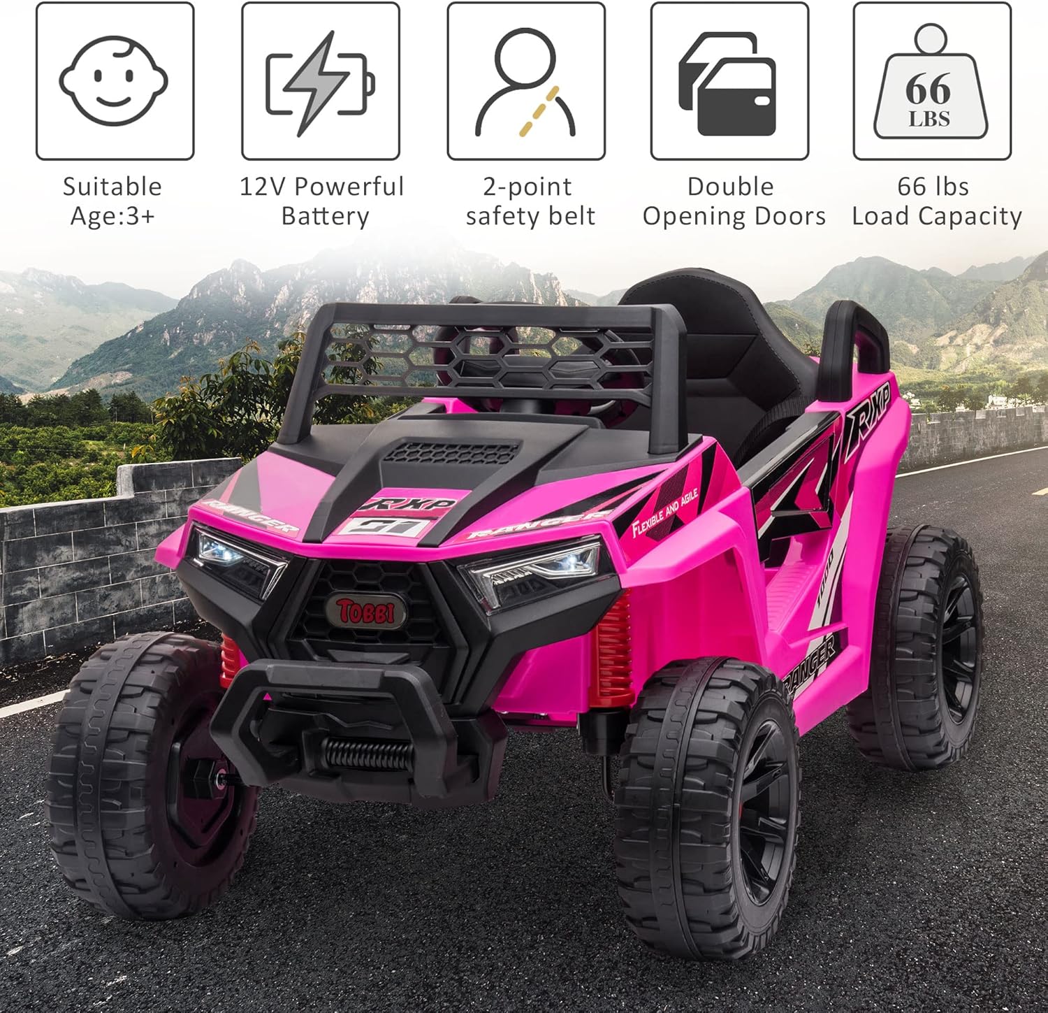Voiture électrique tout-terrain TOBBI 12 V pour enfants