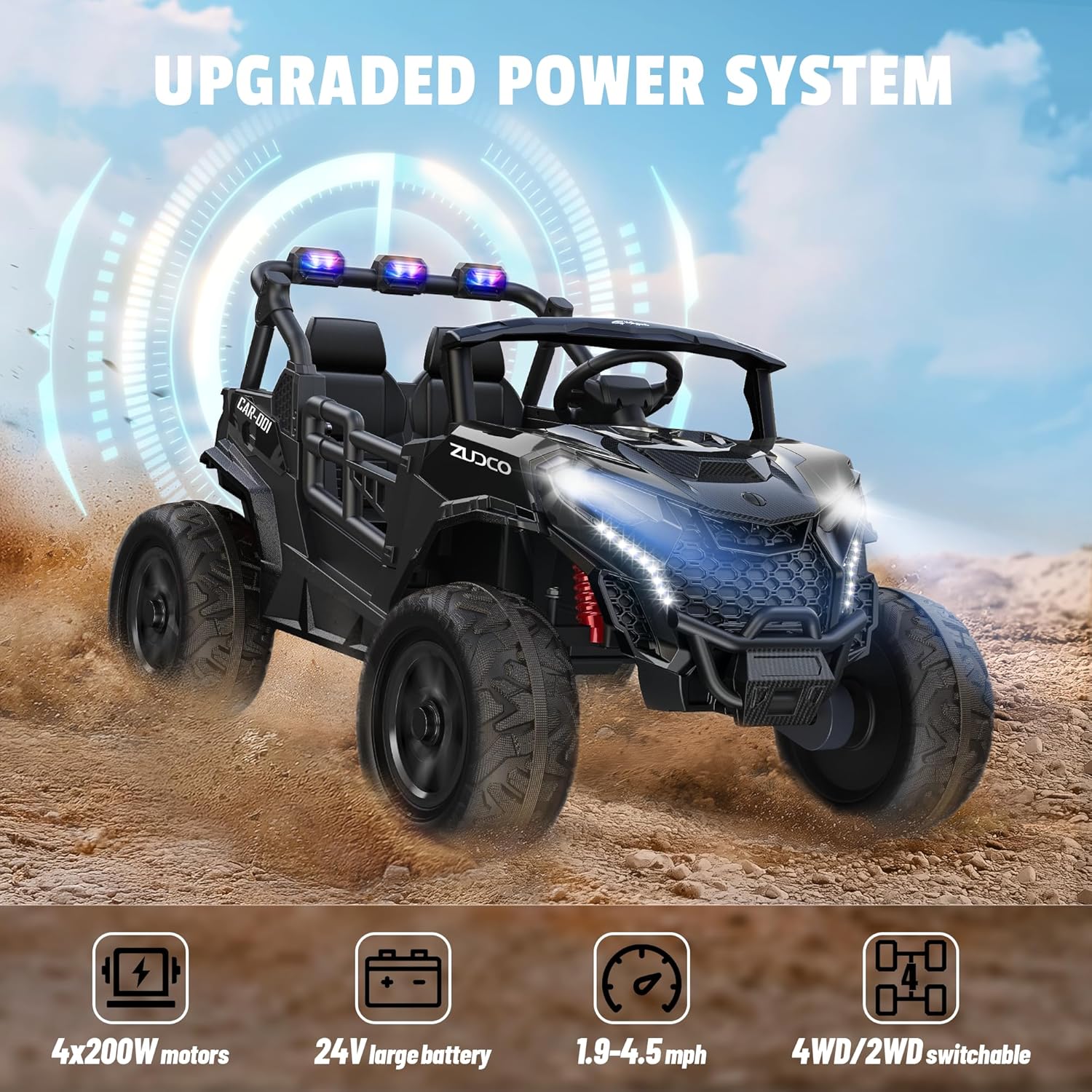 Camion jouet électrique de voyage tout-terrain rose