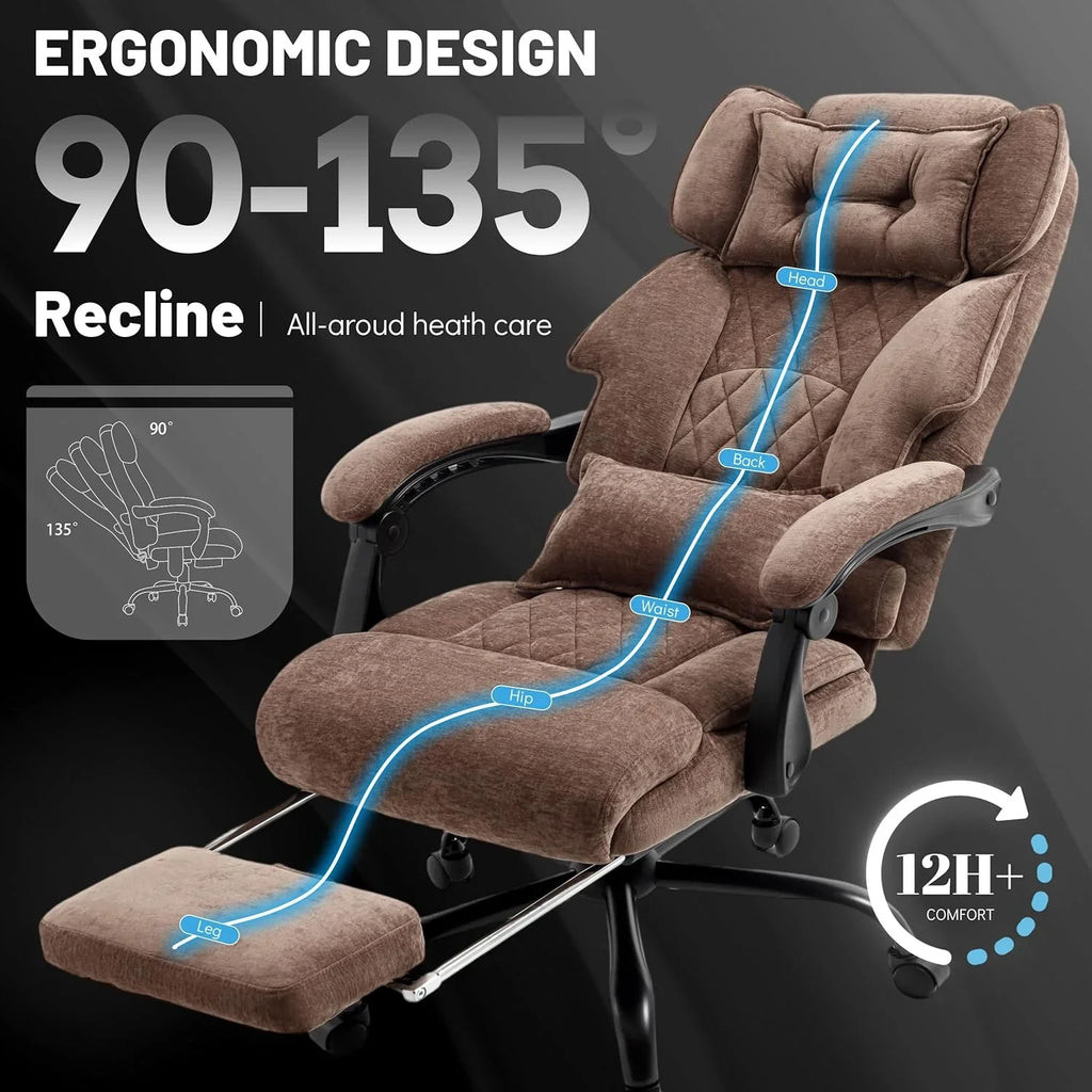 Chaise de bureau de massage avec repose-pieds, grande et haute chaise de bureau en cuir 500 lb