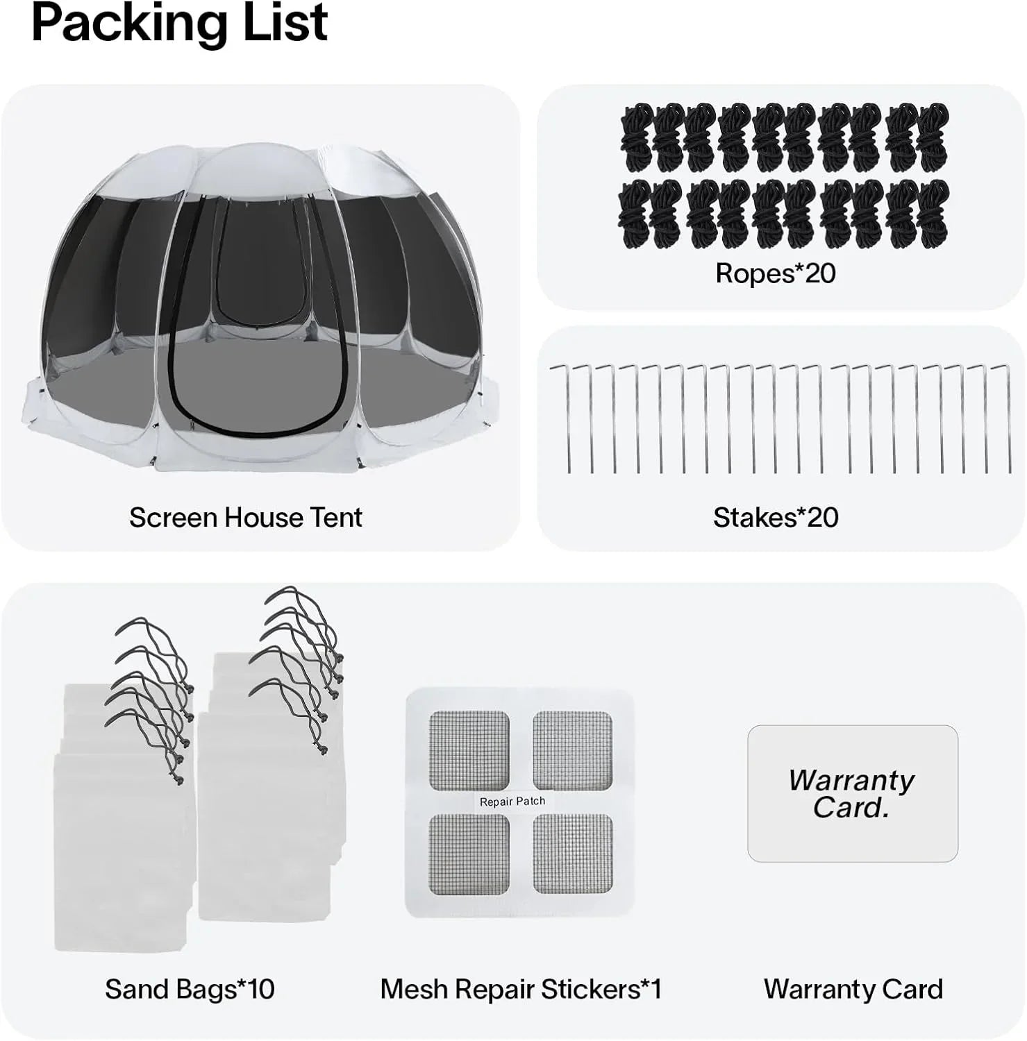 Gazebo à écran, peut accueillir 6 à 10 à 15 personnes Tente à baldaquin de style igloo avec moustiquaire sur les côtés Parfait pour le jardin, la terrasse, l'arrière-cour