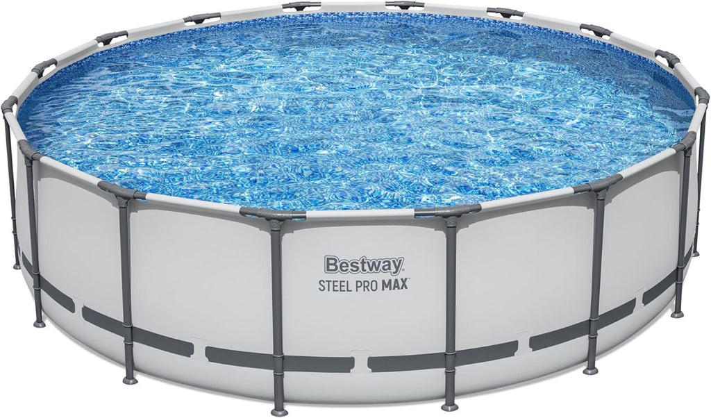 Piscine hors sol extérieure ronde Steel Pro MAX de 4,2 m x 122 cm avec cadre métallique et pompe de filtration de 1 000 litres, échelle et bâche