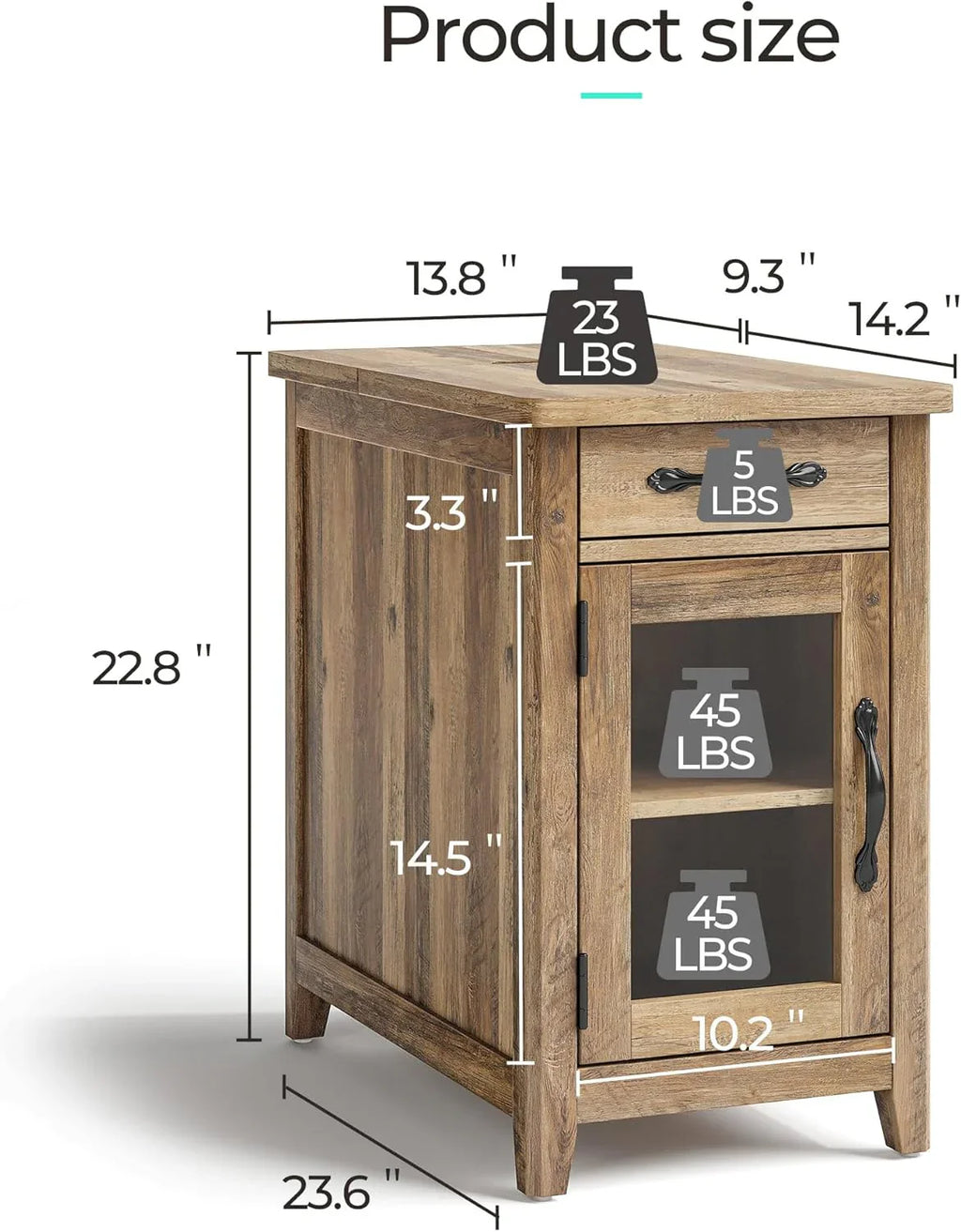 Table d'appoint de ferme Table d'appoint étroite Petite table de chevet