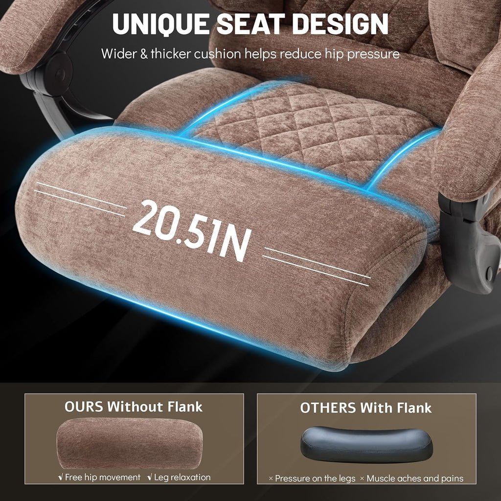 Chaise de bureau de massage avec repose-pieds, grande et haute chaise de bureau en cuir 500 lb