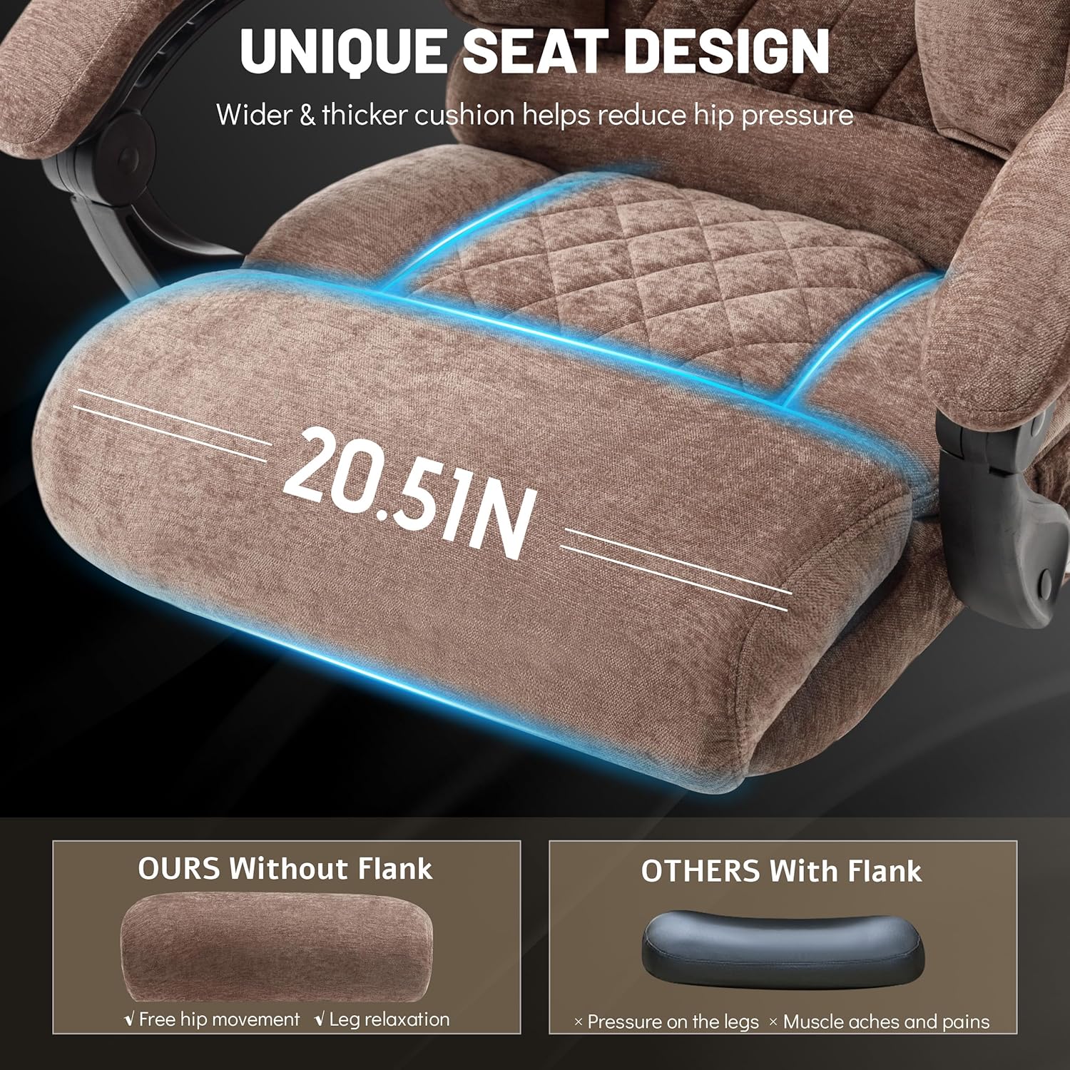 Chaise de bureau de massage avec repose-pieds, grande et haute chaise de bureau en cuir 500 lb