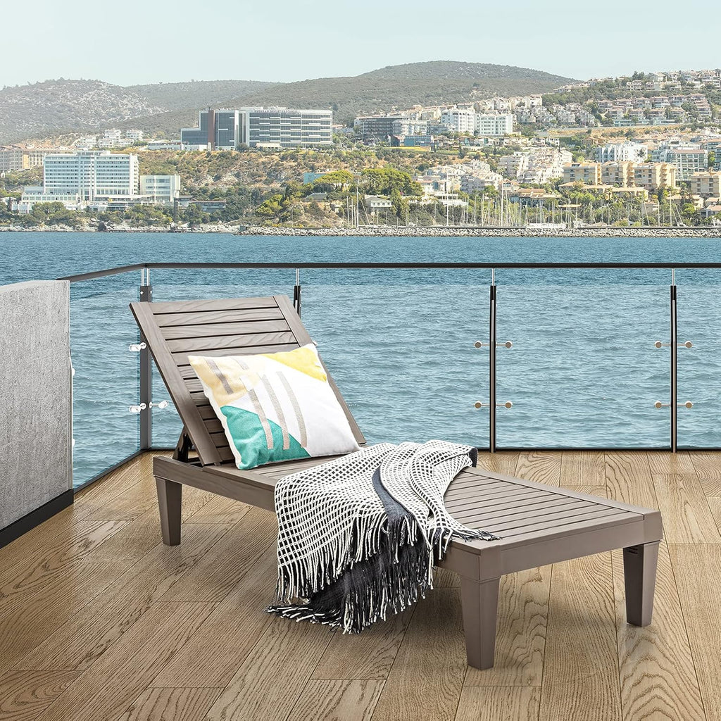 Chaise longue d'extérieur légère avec dossier réglable et 5 positions d'inclinaison