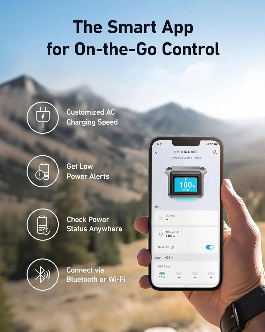 Centrale électrique portable, générateur solaire de 1 800 W (2 400 W en crête),