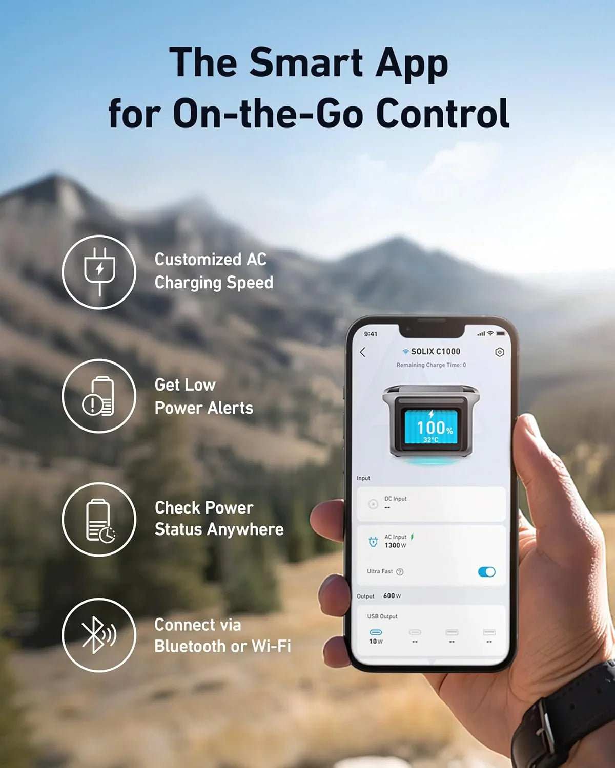 Centrale électrique portable, générateur solaire de 1 800 W (2 400 W en crête),