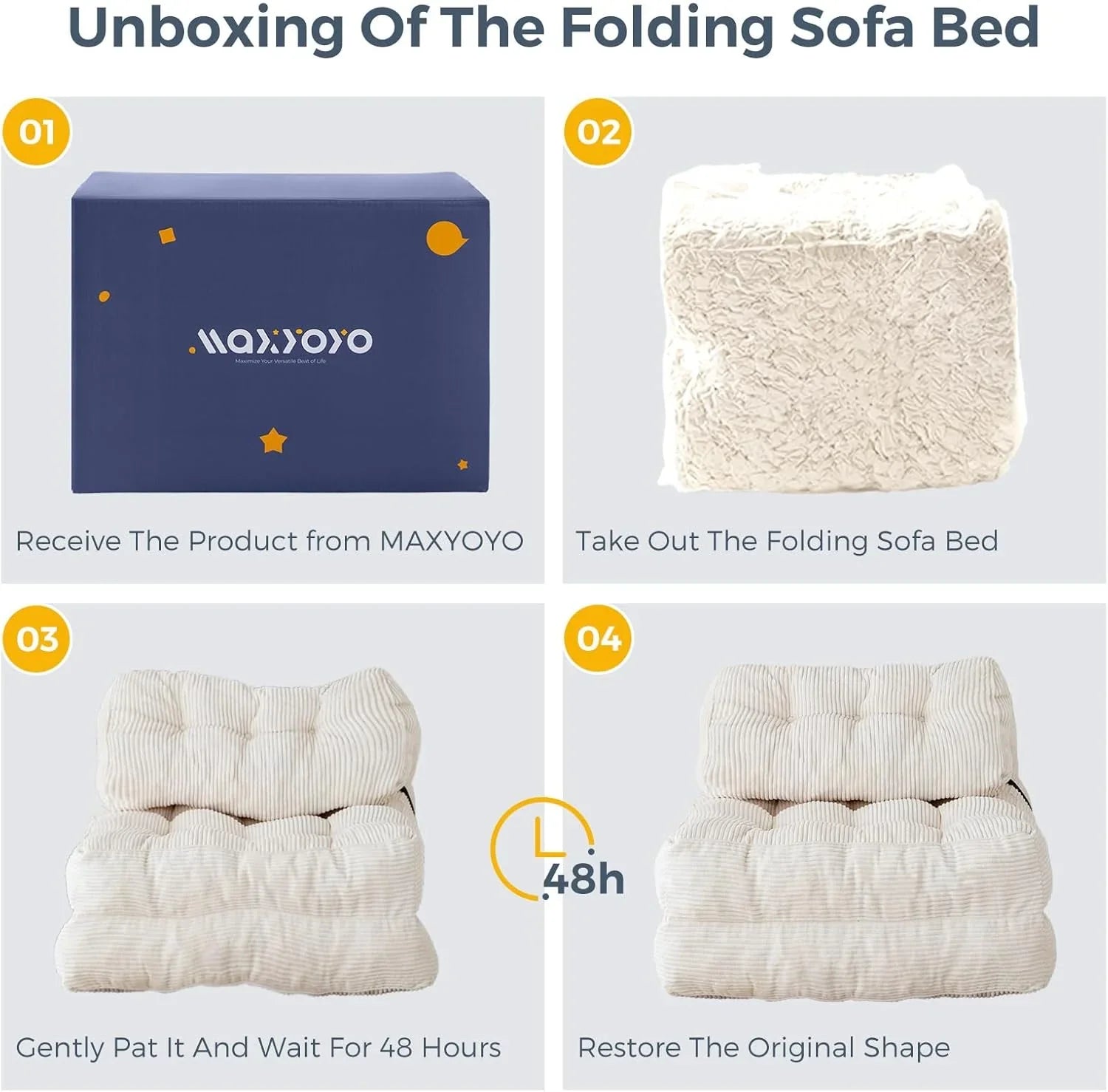 Canapé-lit pliant MAXYOYO, fauteuil convertible avec oreiller, matelas pliable avec support dorsal, fauteuil-lit pliant portable