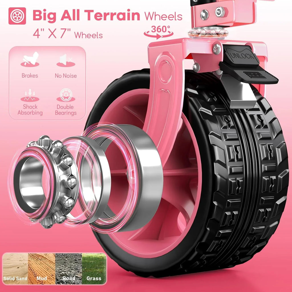 Poussette pliable à quatre roues de 96 cm de long, pliable, capacité de 200 kg, poussette de plage pliable robuste de 220 litres avec de grands pneus tout-terrain