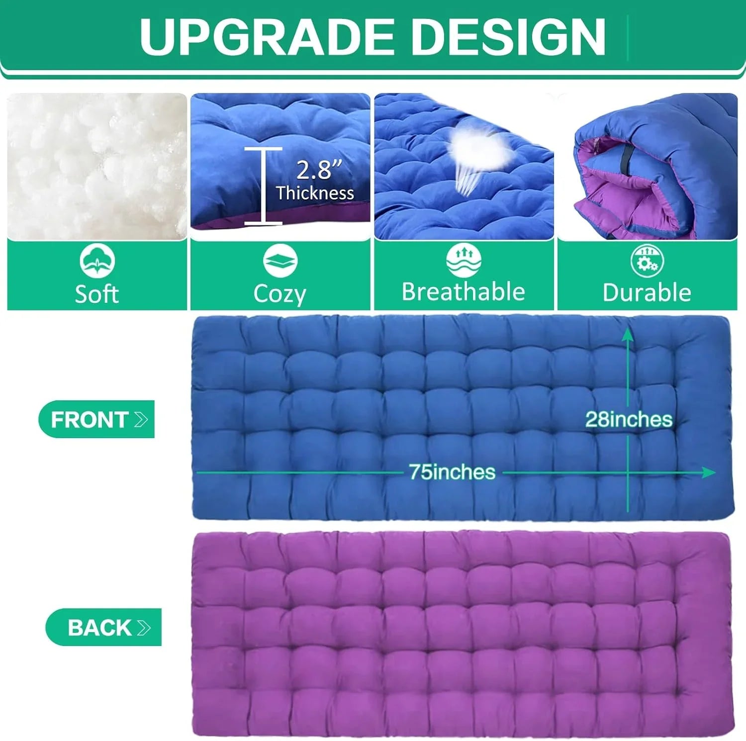 Lot de 2 lits de camp avec matelas, lit pliant confortable et robuste pour bébé