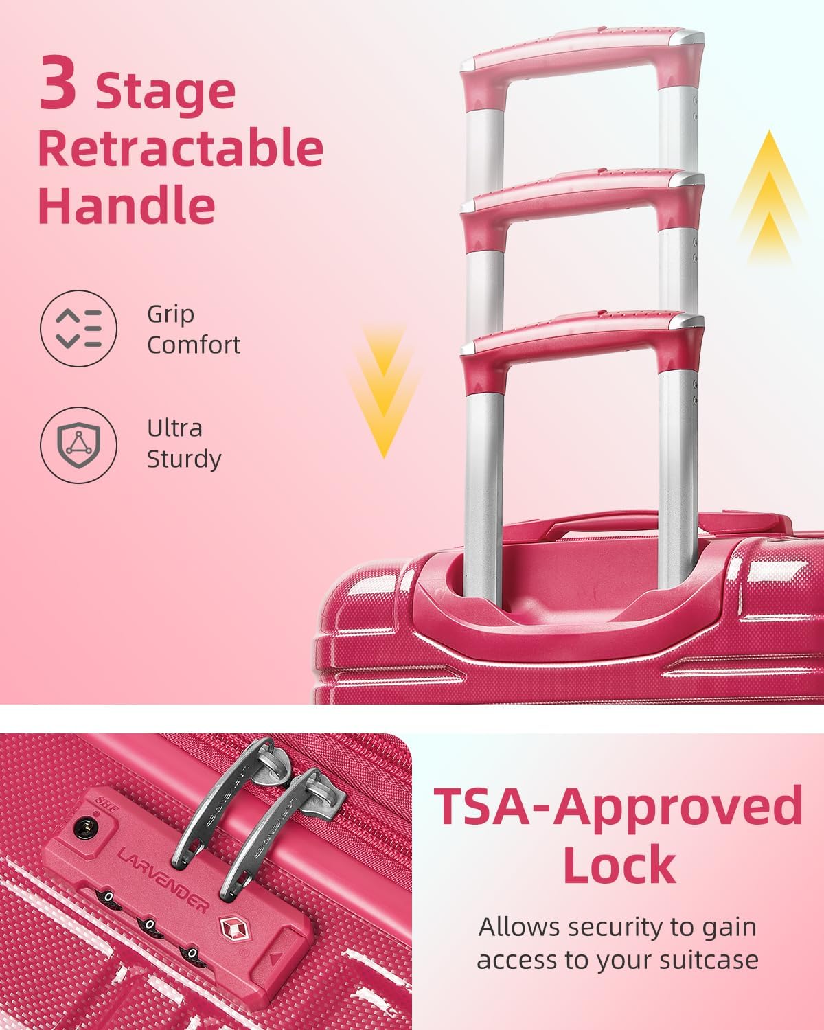 Ensemble de bagages 6 pièces, ensemble de valises rigides extensibles avec roulettes pivotantes, ensemble de bagages à roulettes légers