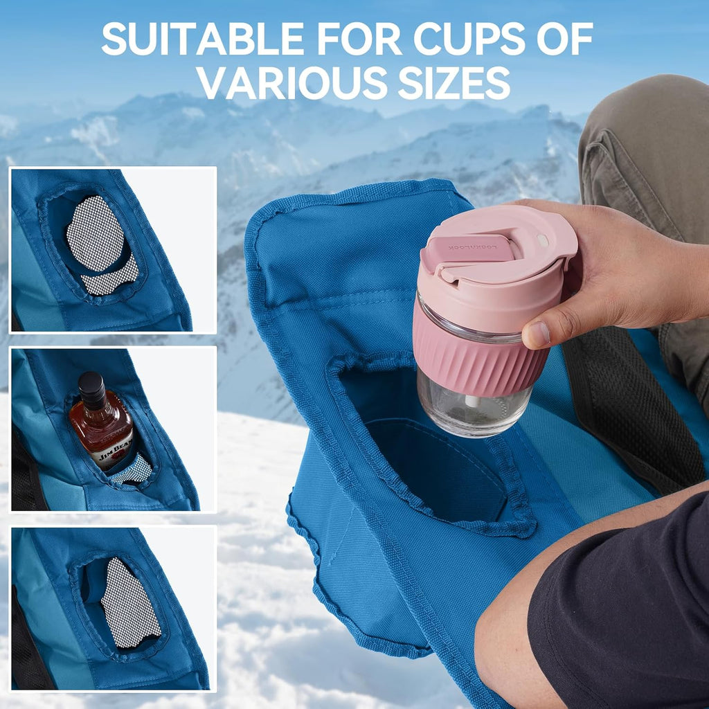 Chaise de camping rembourrée - Canapé de camping extra large et robuste, canapé pliable portable avec porte-gobelet et sac de transport