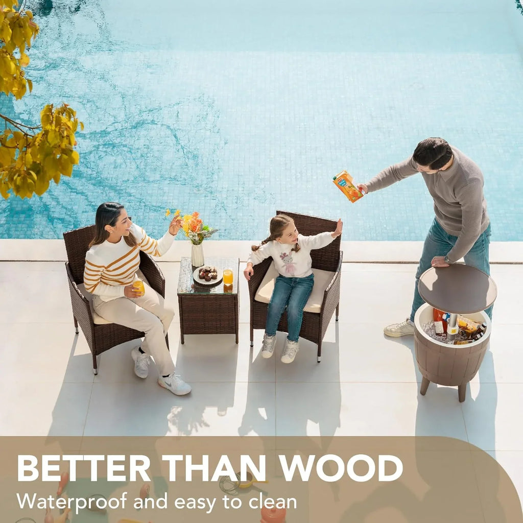 Ensemble de meubles de patio Devoko 3 pièces avec chaises en rotin synthétique