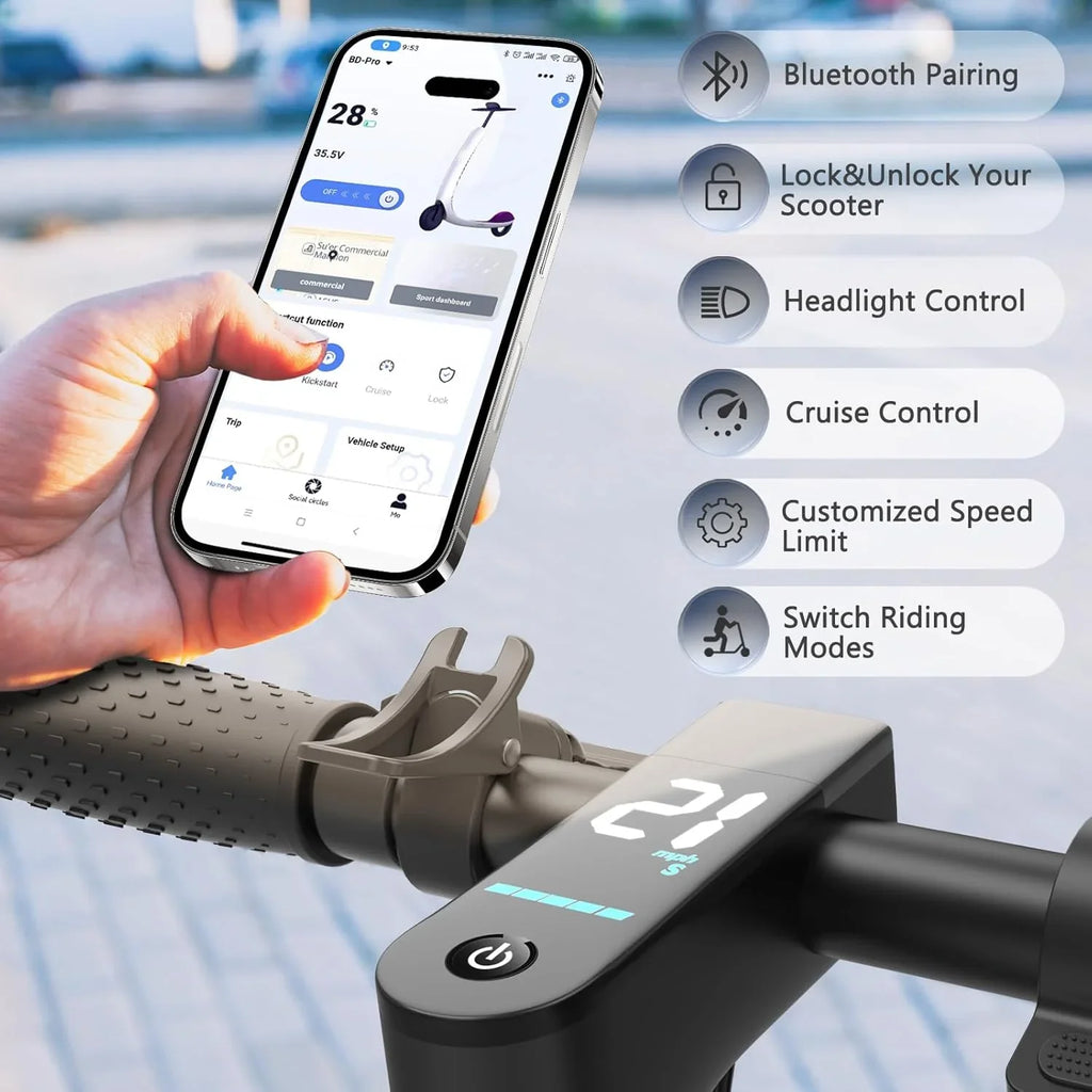 Trottinette électrique, moteur puissant de 350 W/500 W, pneus pleins de 8,5"/10", autonomie de 19/22 mph, 28/21/12 miles