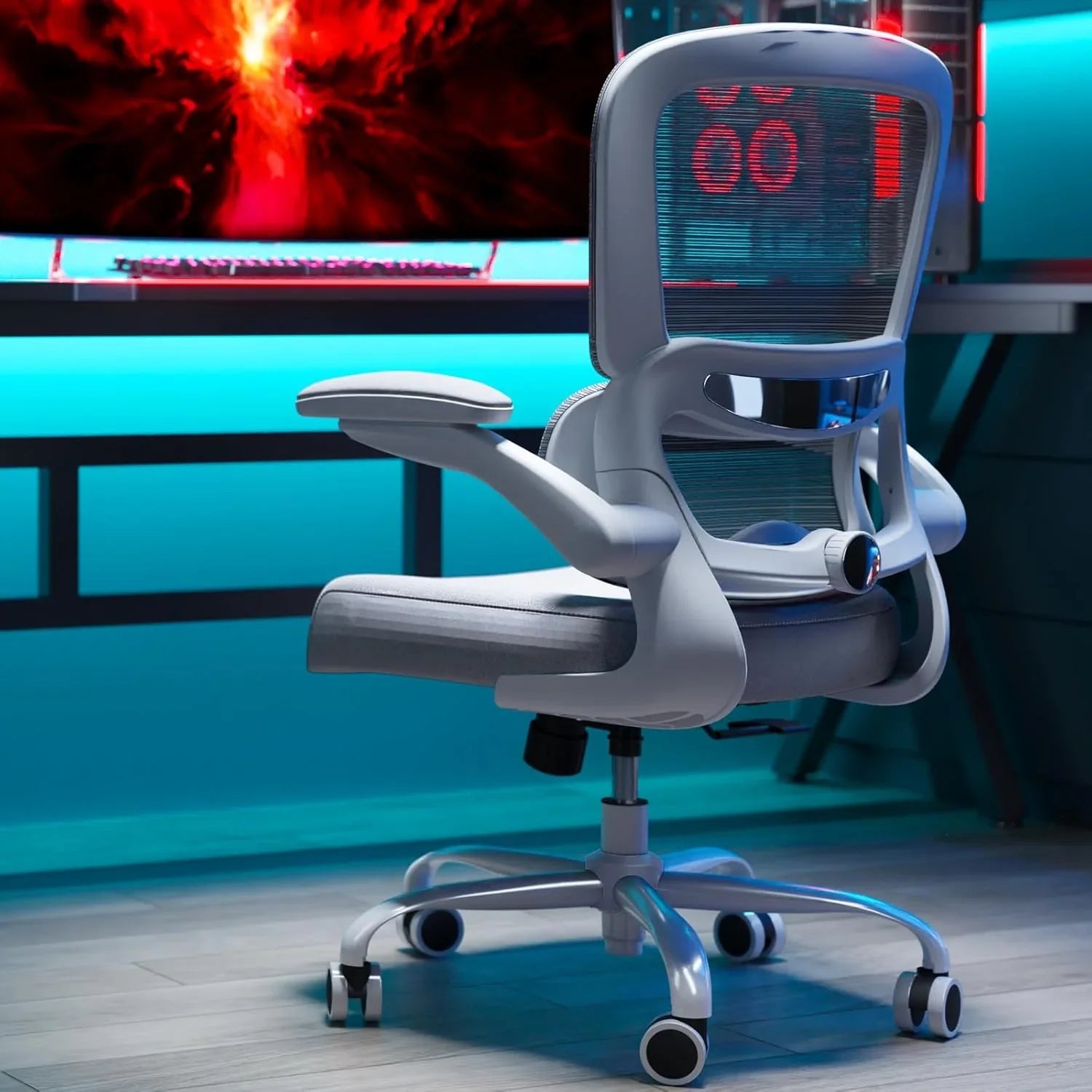 Chaise de bureau ergonomique TRALT, capacité de 150 kg, en maille, avec roulettes