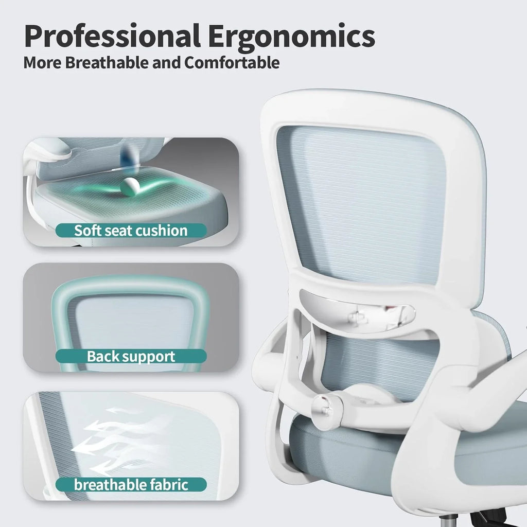 Chaise de bureau ergonomique TRALT, capacité de 150 kg, en maille, avec roulettes