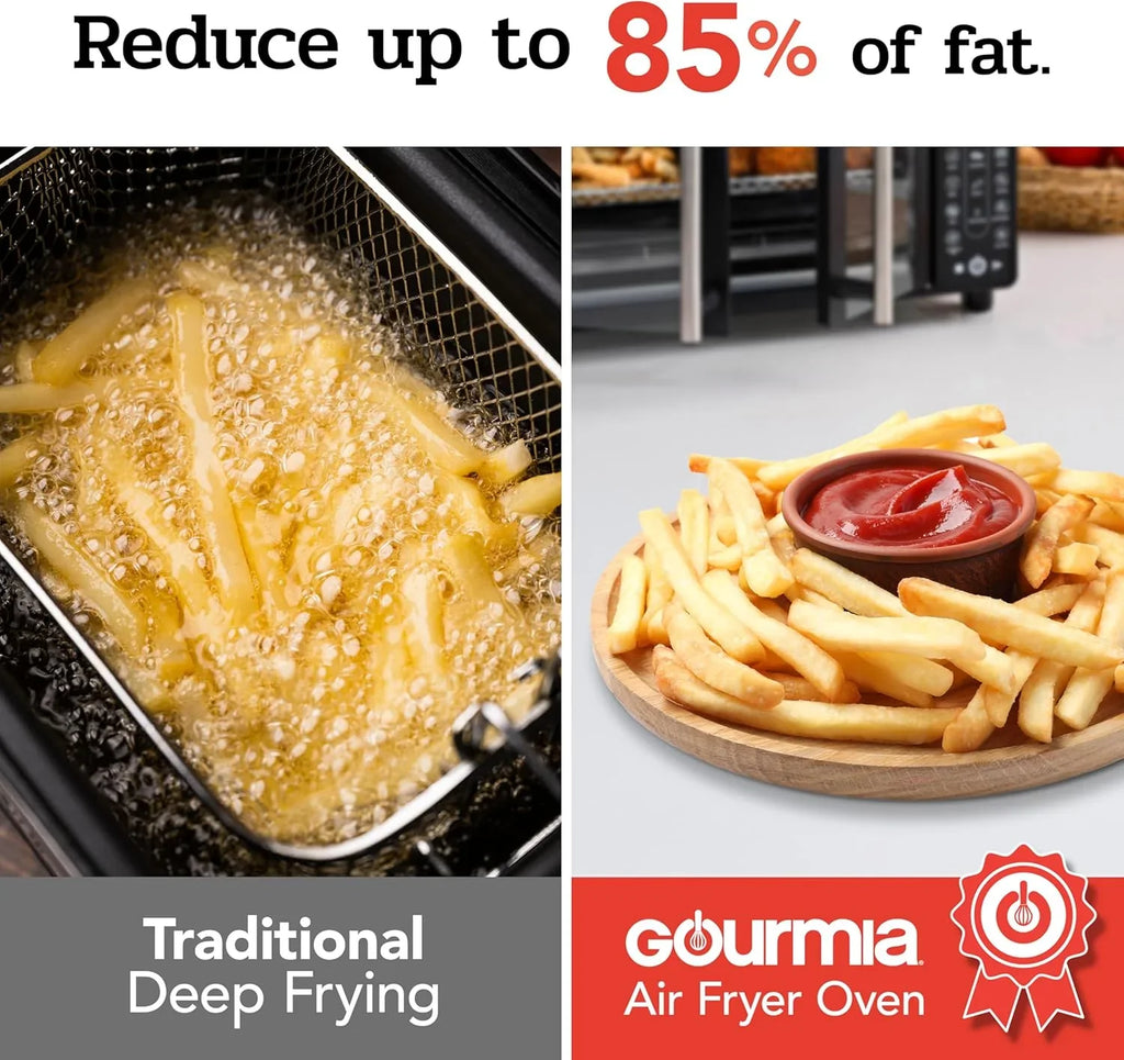 Friteuse à air combinée Gourmia avec 17 préréglages de cuisson, capacité de 24 L, grille de convection et plaque de cuisson