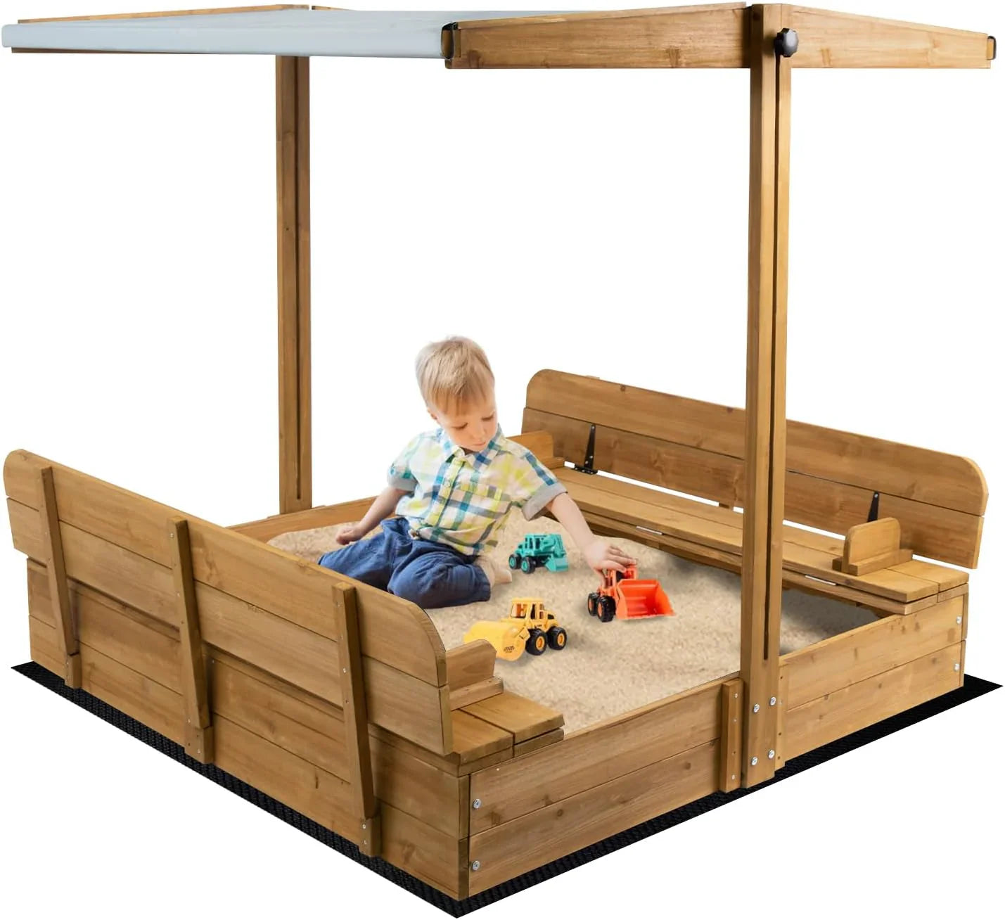 Bac à sable pour enfants avec couvercle, bac à sable extérieur en bois avec couvercle, protection UV