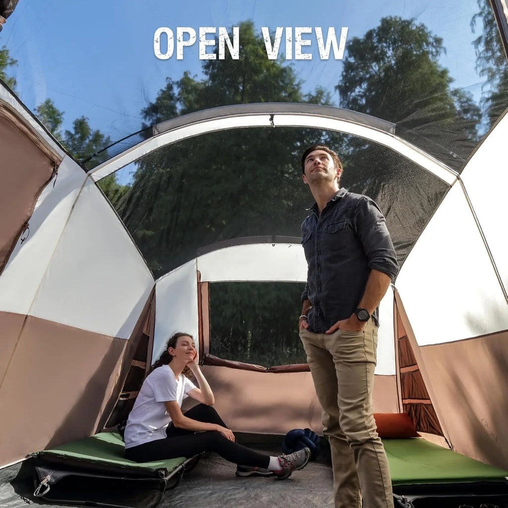 Tente de camping familiale PORTAL 6/8/10 personnes avec moustiquaire, grande tente tunnel étanche