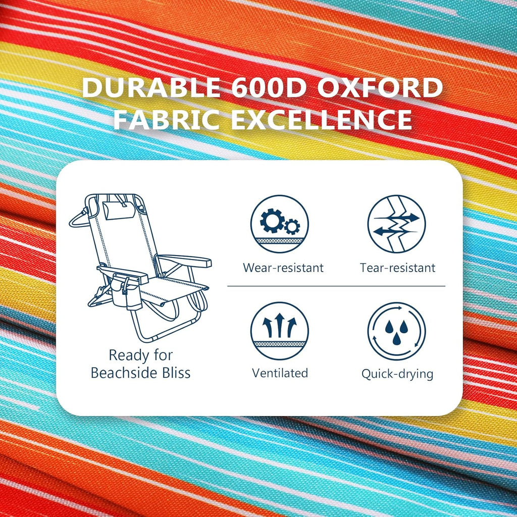 Lot de 2 chaises de plage compactes et portables pour adultes, en aluminium, 5 positions, avec pochette isotherme