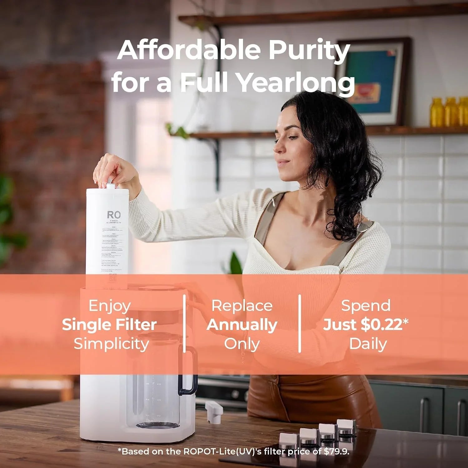 Système d'osmose inverse Bluevua RO100ROPOT-Lite (UV), purificateur d'eau de comptoir, purification en 7 étapes, avec fonctions UV et de reminéralisation, surveillance du TDS et de la durée de vie du filtre