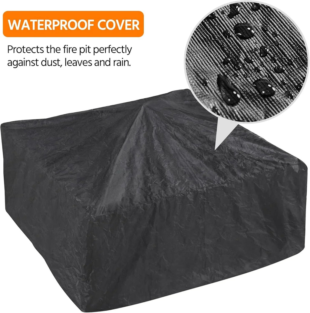 Yaheetech Table de foyer multifonctionnelle 32 pouces carré en métal foyer poêle arrière-cour patio jardin cheminée pour camping, chauffage extérieur, feu de joie et pique-nique