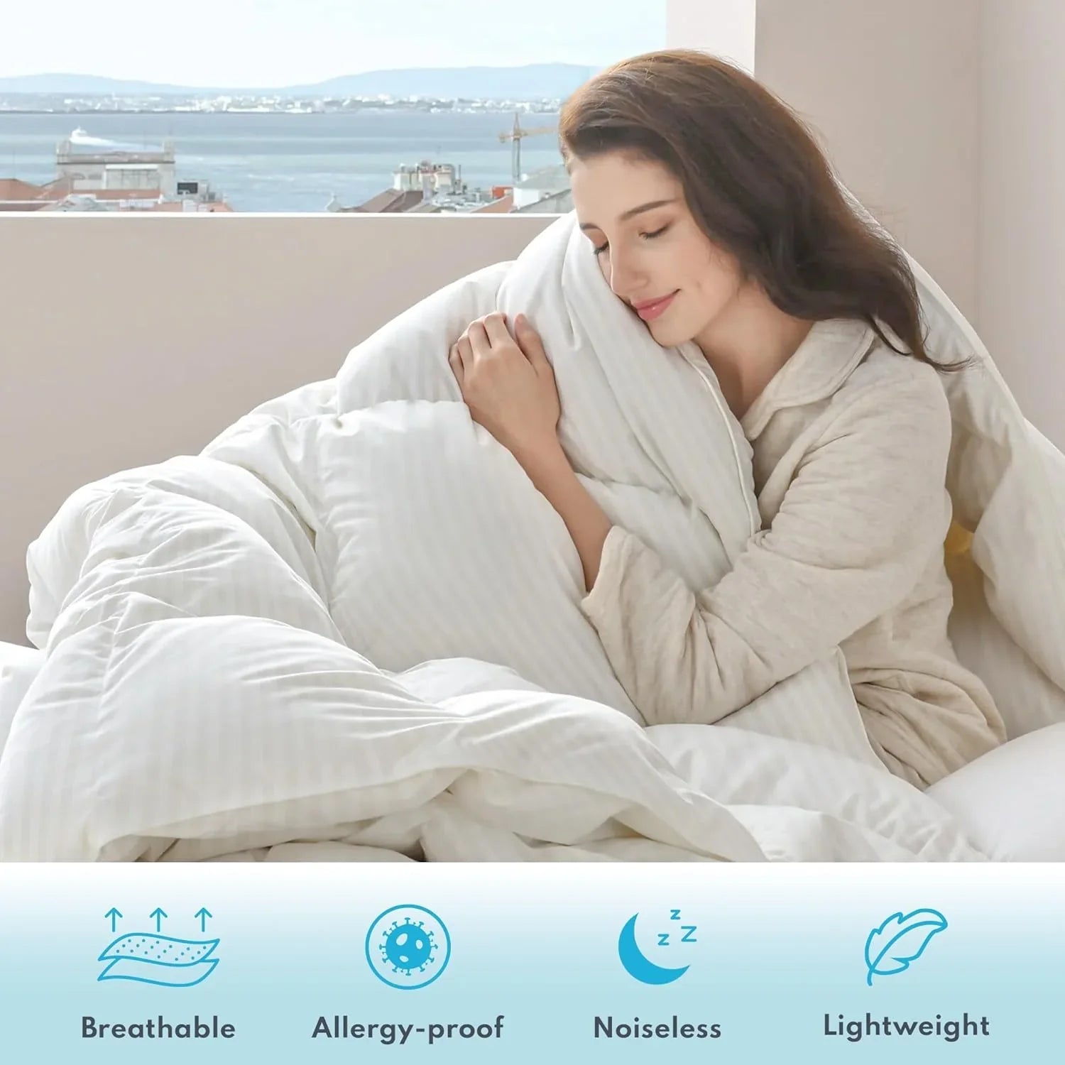 Couette King Size en duvet, moyennement chaude, indice de remplissage 750+, couette de qualité supérieure