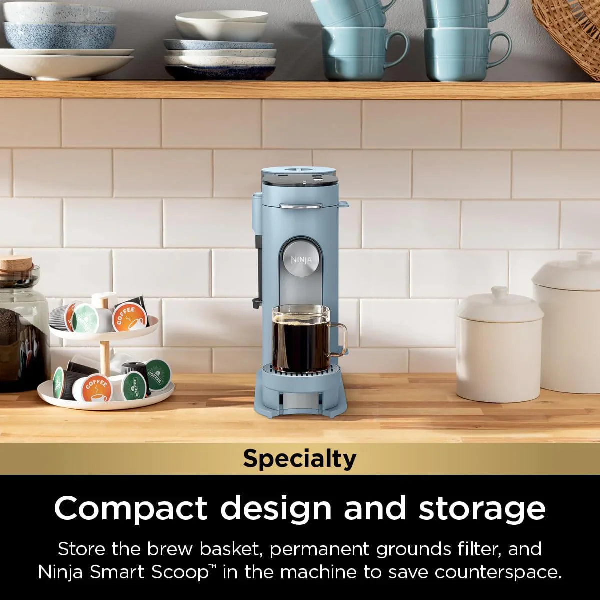 Cafetière mono-tasse Ninja Pods & Grounds, compatible avec les dosettes de café K-Cup