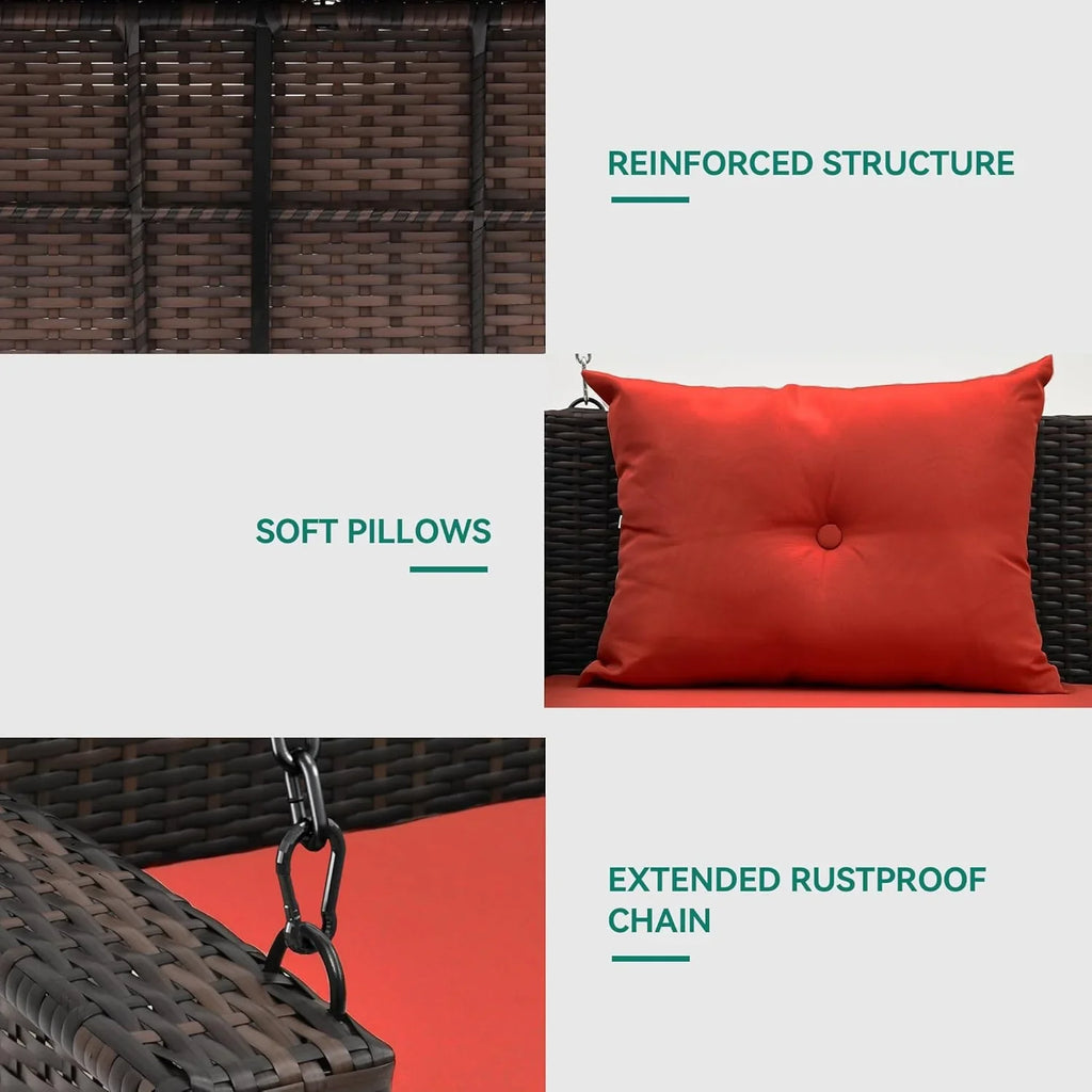 YITAHOME Balancelle suspendue pour porche, 3 places, banc d'extérieur en osier