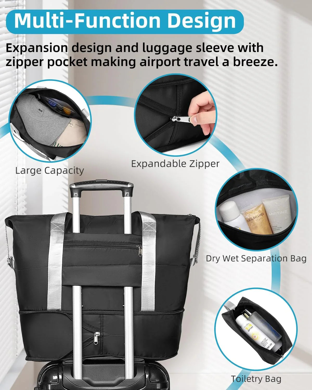 Ensemble de bagages 6 pièces, ensemble de valises rigides extensibles avec roulettes pivotantes, ensemble de bagages à roulettes légers