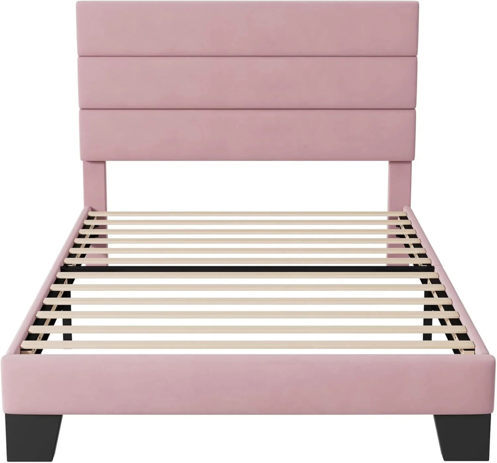 Cadre de lit plateforme Allewie King size avec tête de lit et planches rembourrées en velours