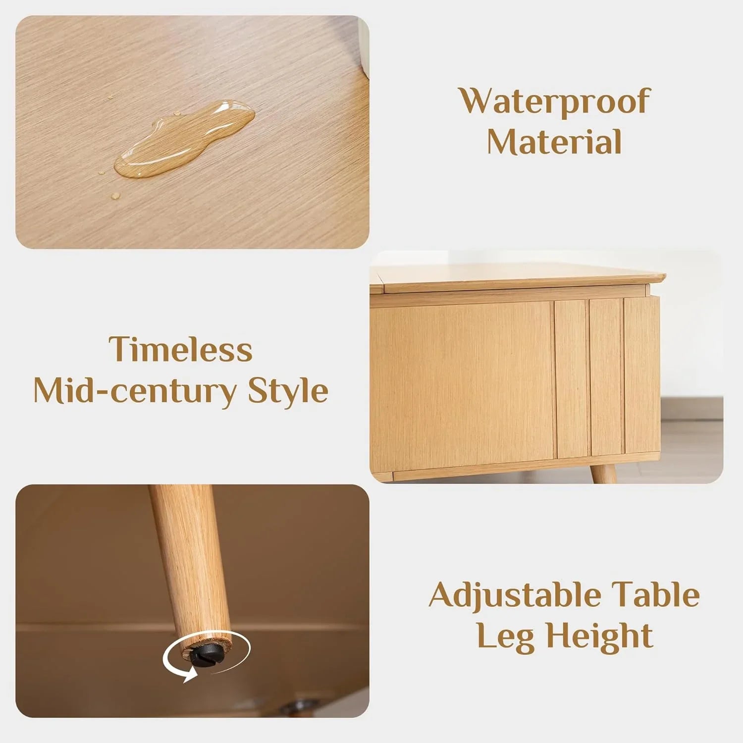 Table basse ronde avec rangement, table centrale encastrée avec portes coulissantes