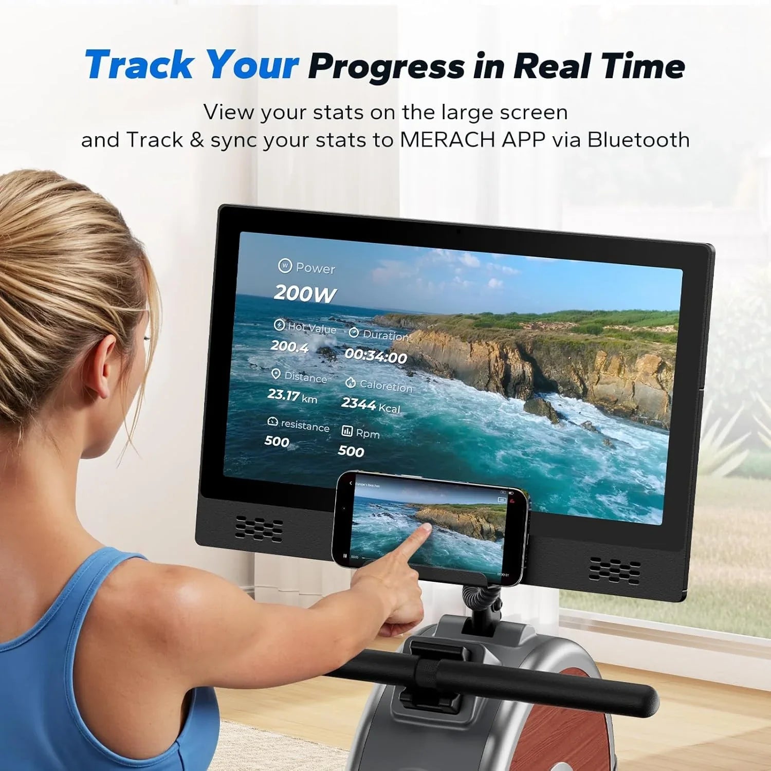 Rameur domestique Merachi à résistance silencieuse et double glissière