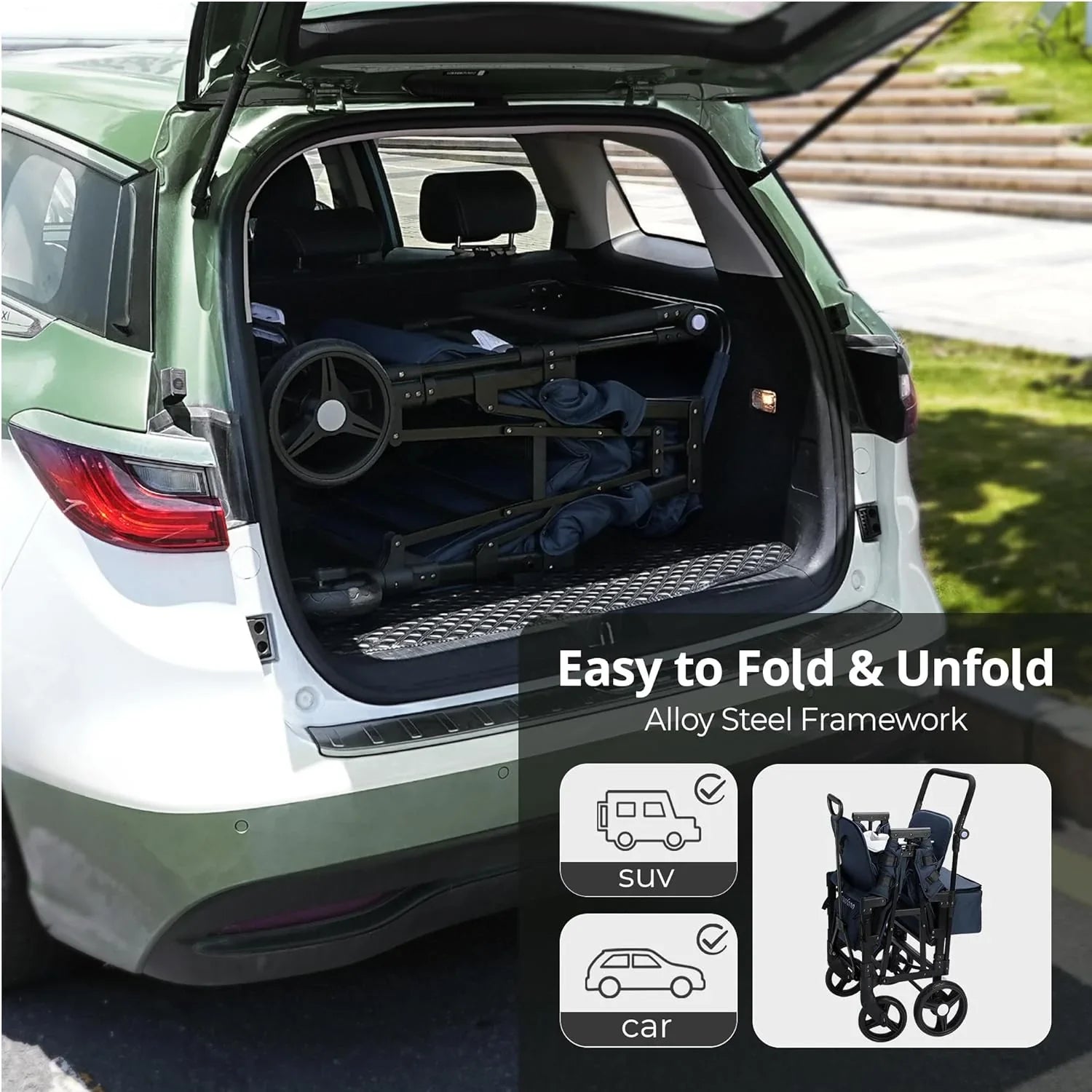 Poussette Wagon pour enfants, Poussette Wagon pour tout-petits 2 places, Poussette tout-terrain pour bébé en plein air