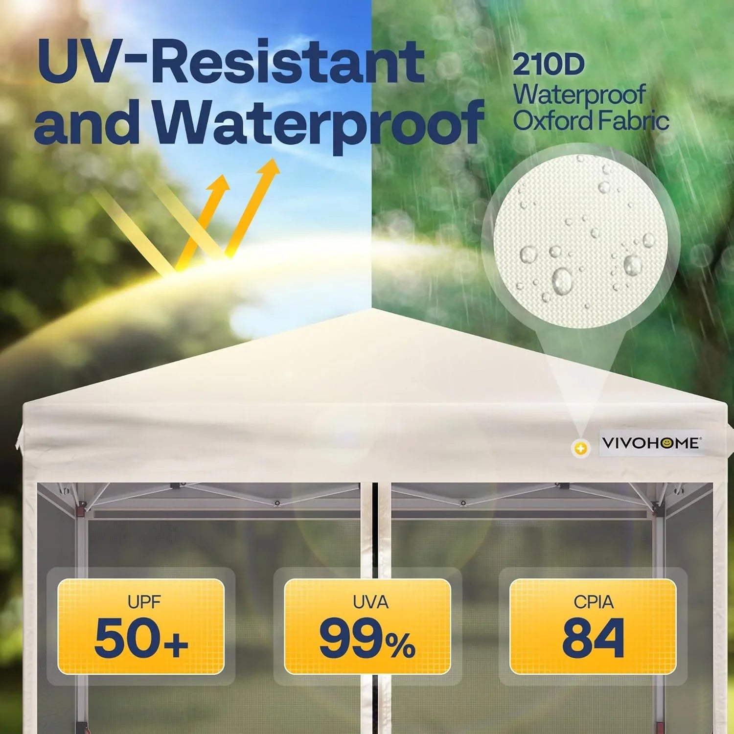 Auvent escamotable facile à monter de 10 x 10 pieds, tente moustiquaire d'extérieur avec moustiquaire, 2 portes à glissière et sac à roulettes