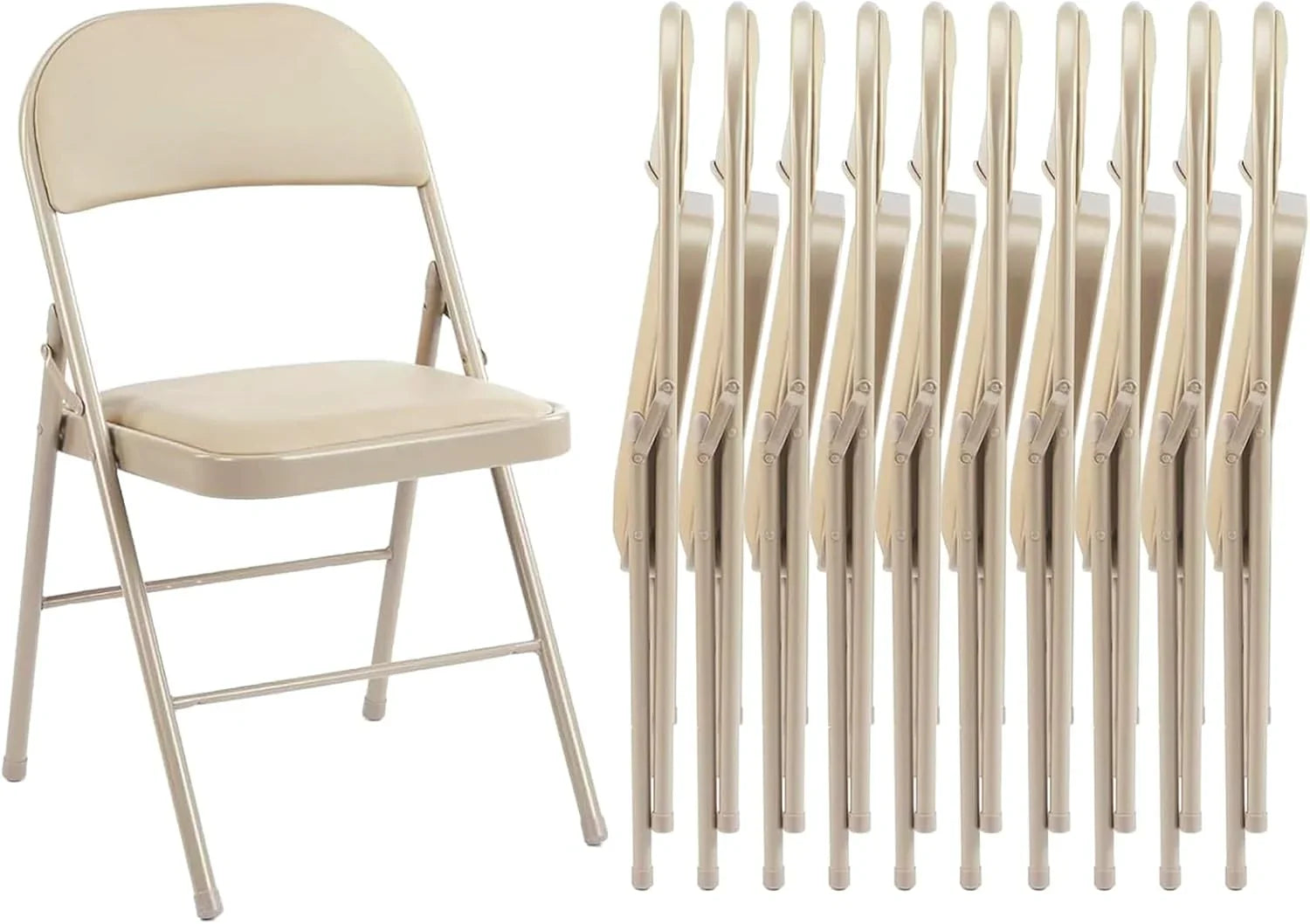 Lot de 12 chaises pliantes Sweetcrispy, rembourrées en cuir, robustes et pliables en métal.