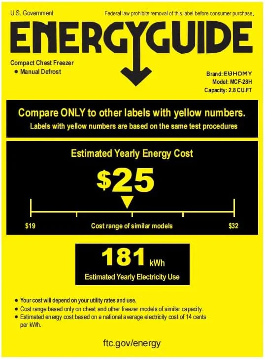 EUHOMY 3.5 Cubic Foot Upright Freezer, Small Deep Freezer, Adjustable 7 Thermostats, Quiet Mini Freezer, Freestanding Top Door