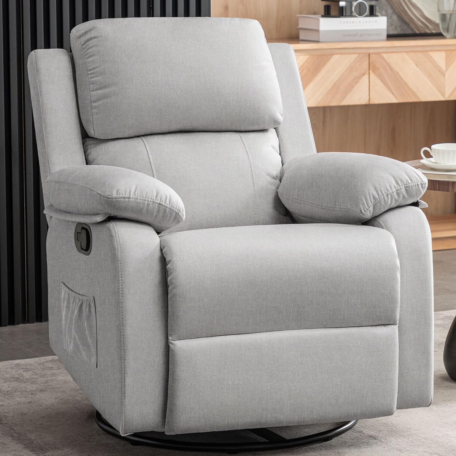 Fauteuil à bascule inclinable pivotant à 360 degrés en tissu coulissant