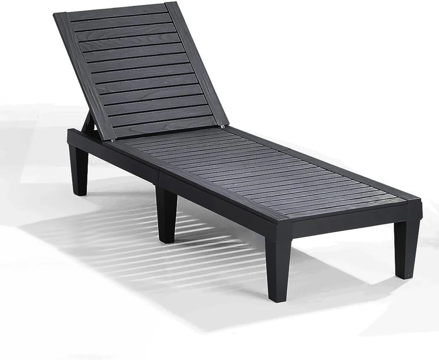 Chaises de patio - Ensemble de 2 chaises longues noires pour l'extérieur, chaise longue de jardin légère