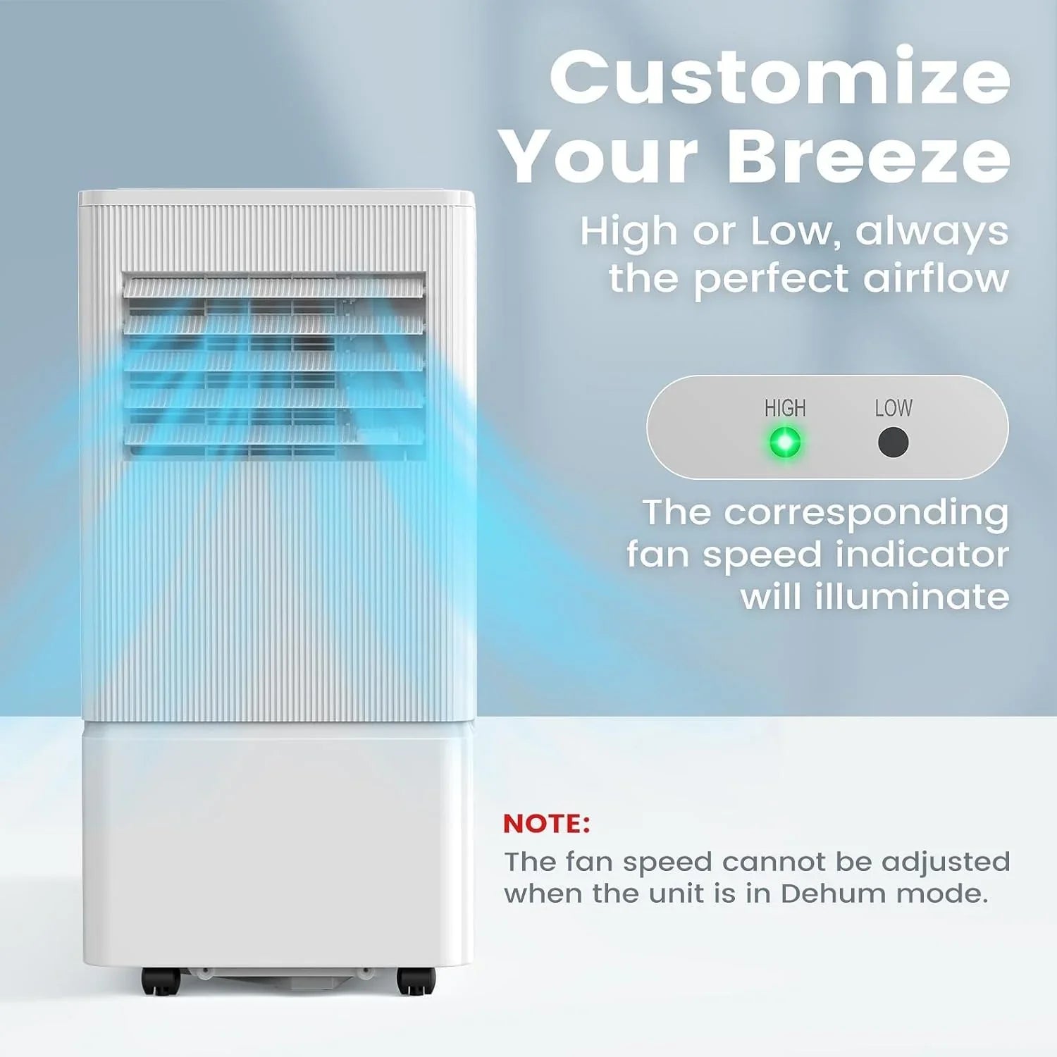 Climatiseur portatif Air Choice, 10 000 BTU, pour pièce jusqu'à 450 pi², télécommande, minuterie 24 h, modes déshumidificateur et ventilateur.