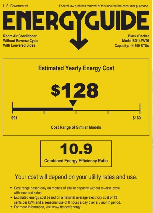Climatiseur de fenêtre BLACK+DECKER 5000 BTU, refroidit jusqu'à 150 pi2.