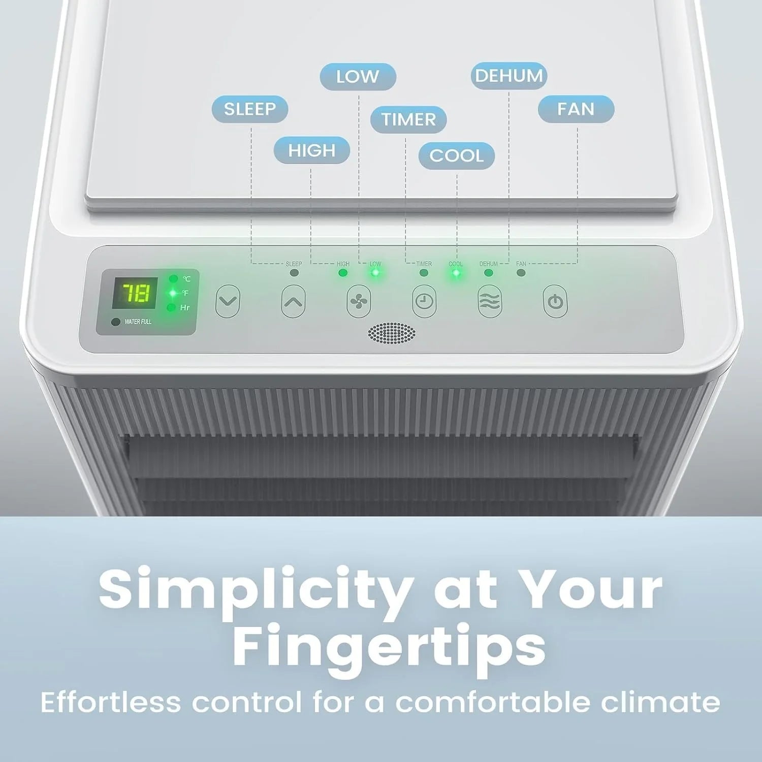 Climatiseur portatif Air Choice, 10 000 BTU, pour pièce jusqu'à 450 pi², télécommande, minuterie 24 h, modes déshumidificateur et ventilateur.