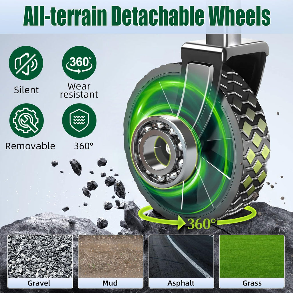 Chariot pliable à 4 roues, pliable, 37 pouces de long, capacité de 480 lb, chariot de plage robuste, chariot de courses avec roues