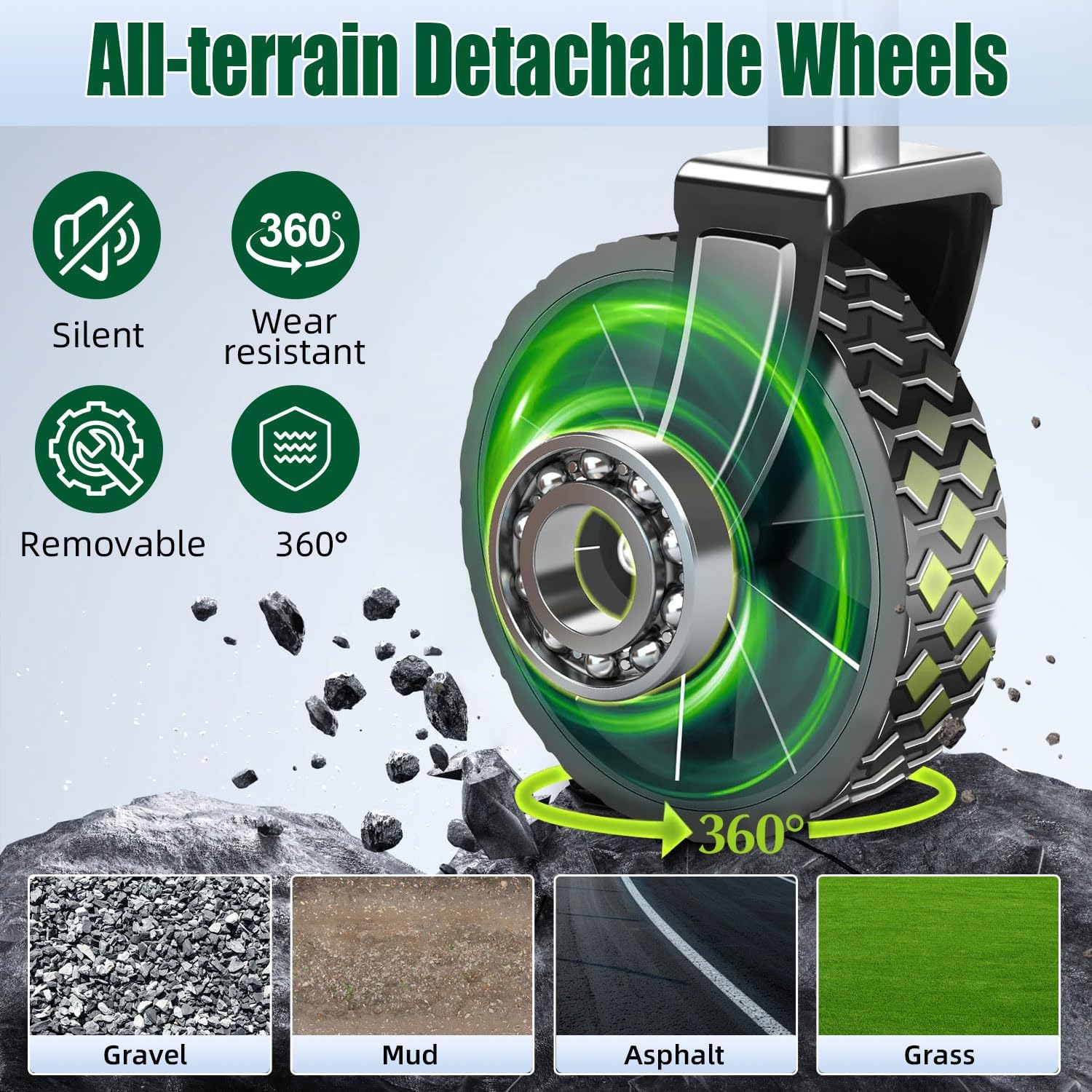 Chariot pliable à 4 roues, pliable, 37 pouces de long, capacité de 480 lb, chariot de plage robuste, chariot de courses avec roues