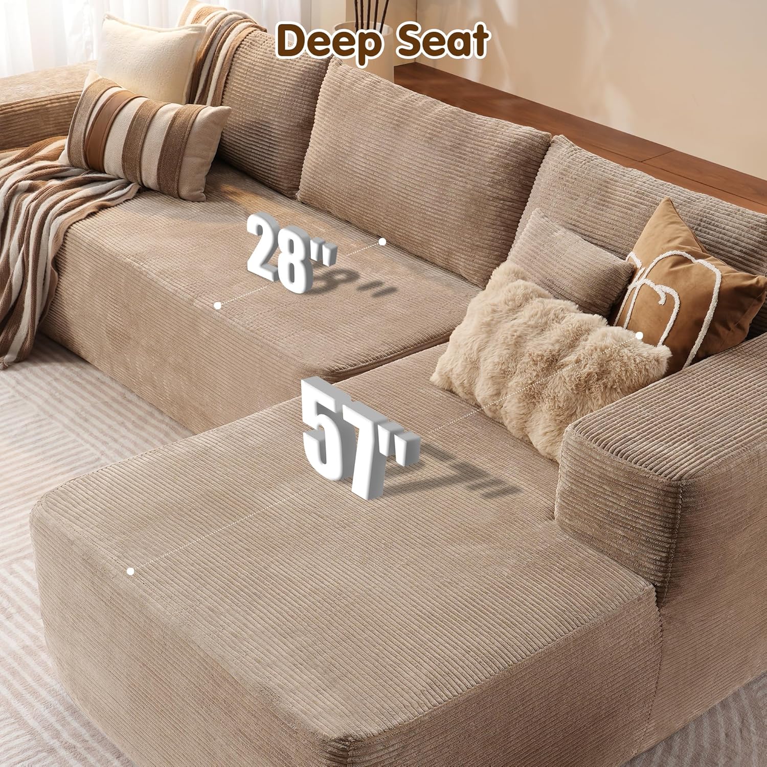 Canapé Ovios 104" Cloud Section Fauteuil en L, canapé modulaire moderne