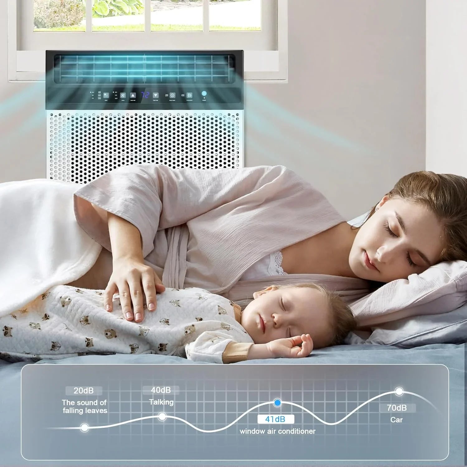 Climatiseur de fenêtre en U Antarctic Star 12 000 BTU, refroidit jusqu'à 550 pi² avec 6 modes, minuterie 24 h, climatiseurs de fenêtre ultra silencieux