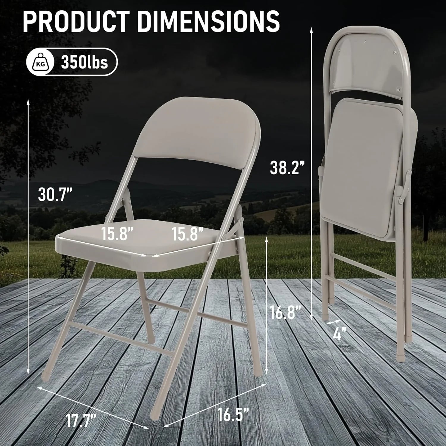 Lot de 6 chaises pliantes noires avec chaises en cuir pour événements intérieurs et extérieurs, chaises rembourrées pour bureau, mariage, fête