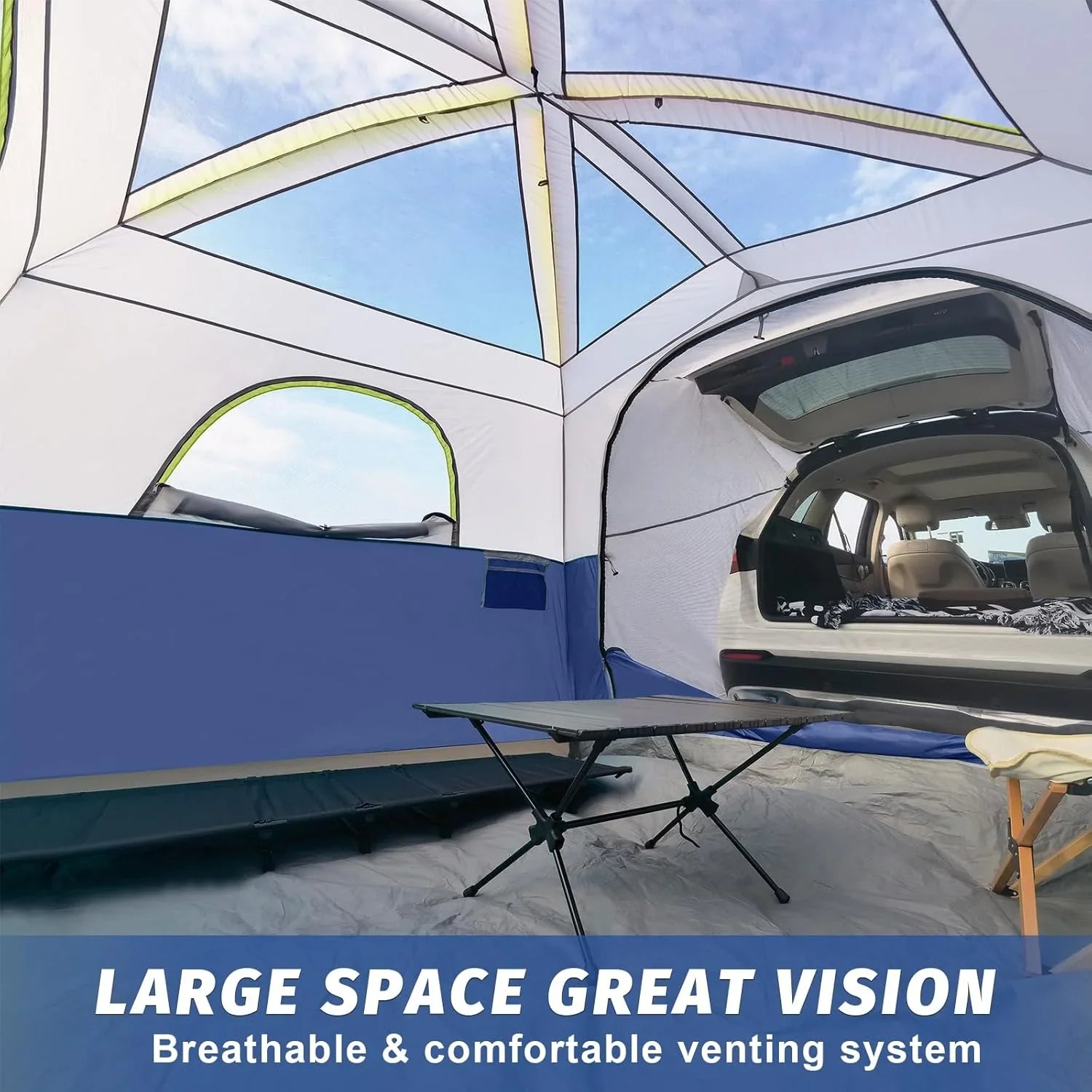 Tente SUV pour camping, tente hayon SUV 6 personnes - Installation facile avec double toit